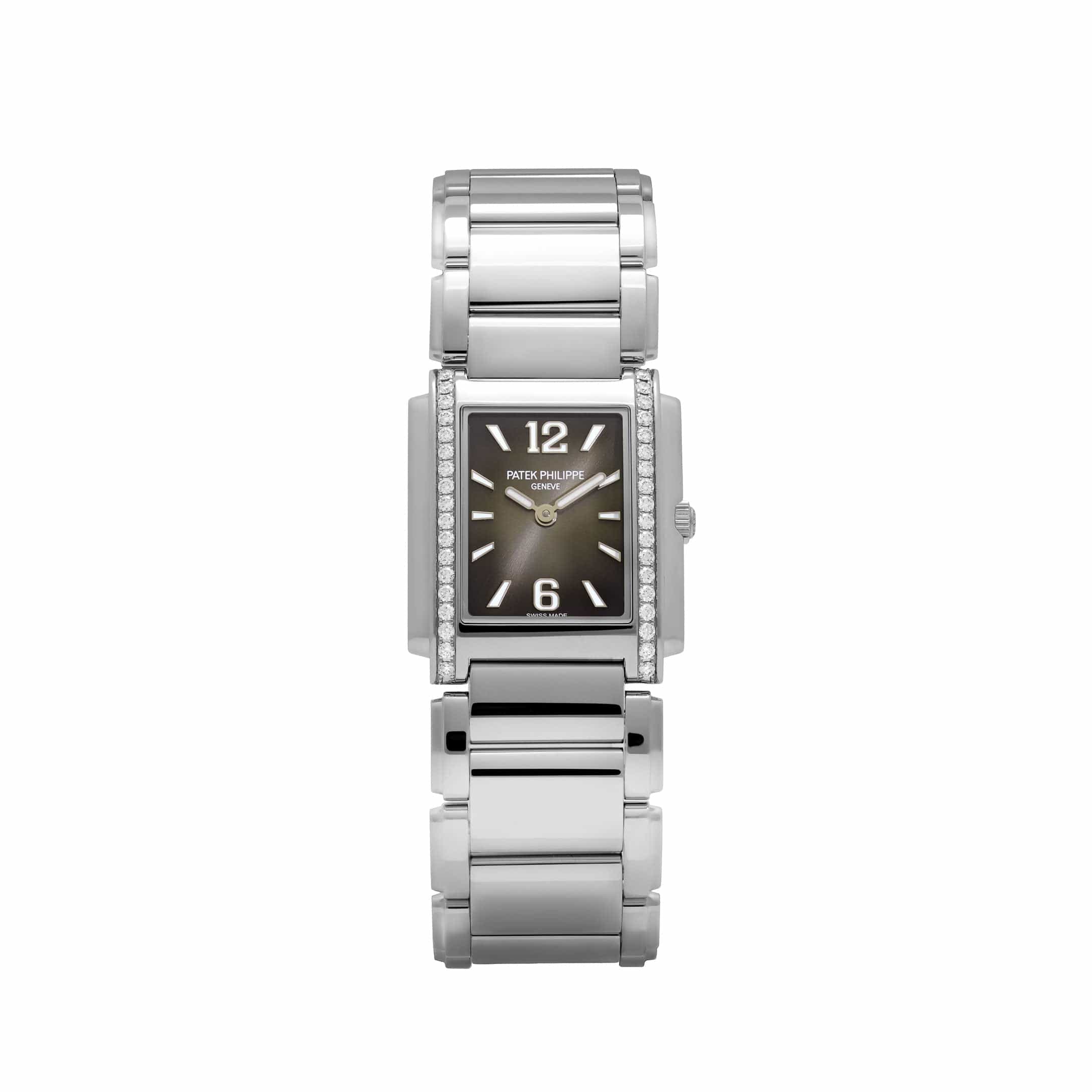 Patek Philippe Twenty-4 4910/1200A-010 'Ladies' Stainless Steel Gray Dial Diamond Bezel Quartz