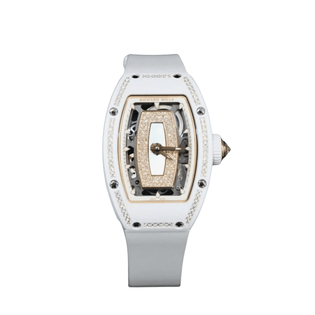 Richard Mille RM 07-01 ‘Ladies’ White Ceramic Rose Gold Jasper Mother Of Pearl Dial Diamond Bezel