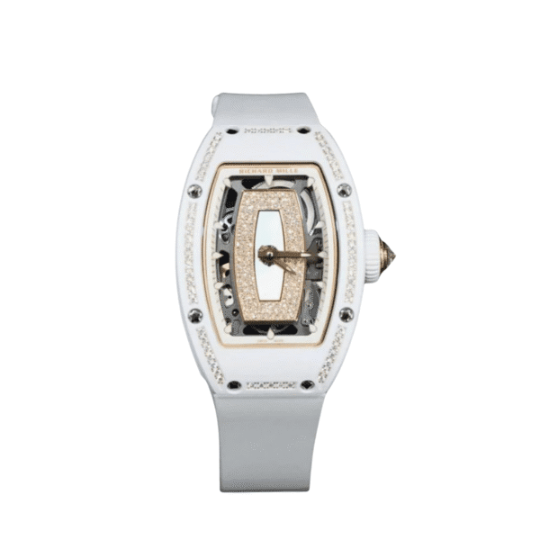 Richard Mille RM 07-01 'Ladies' White Ceramic Rose Gold Jasper Mother Of Pearl Dial Diamond Bezel