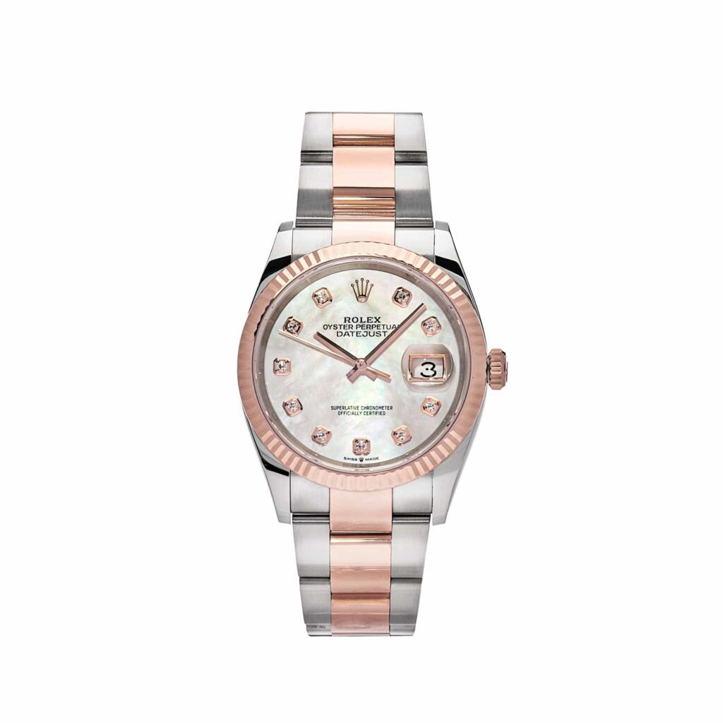 Rolex Datejust 36 126231 Rose Gold Stainless Steel Mother Of Pearl Diamond Dial