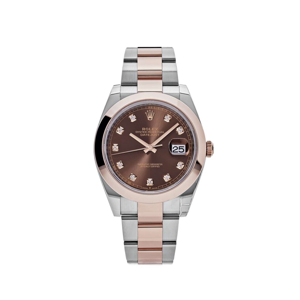 Rolex Datejust 41 126301 Rose Gold Stainless Steel Chocolate Diamond Dial