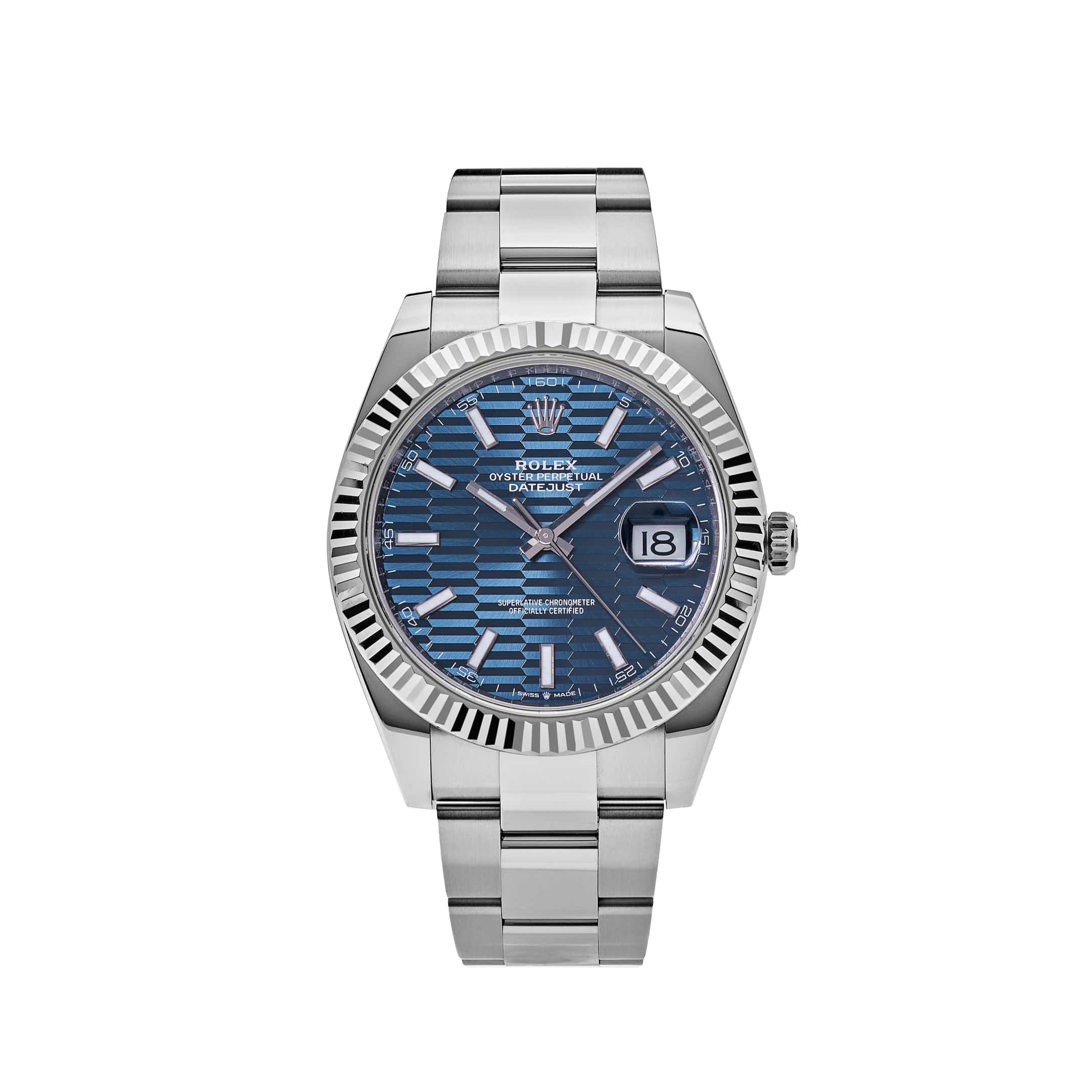 Rolex Datejust 41 126334 Stainless Steel Fluted Motif Blue Dial Oyster