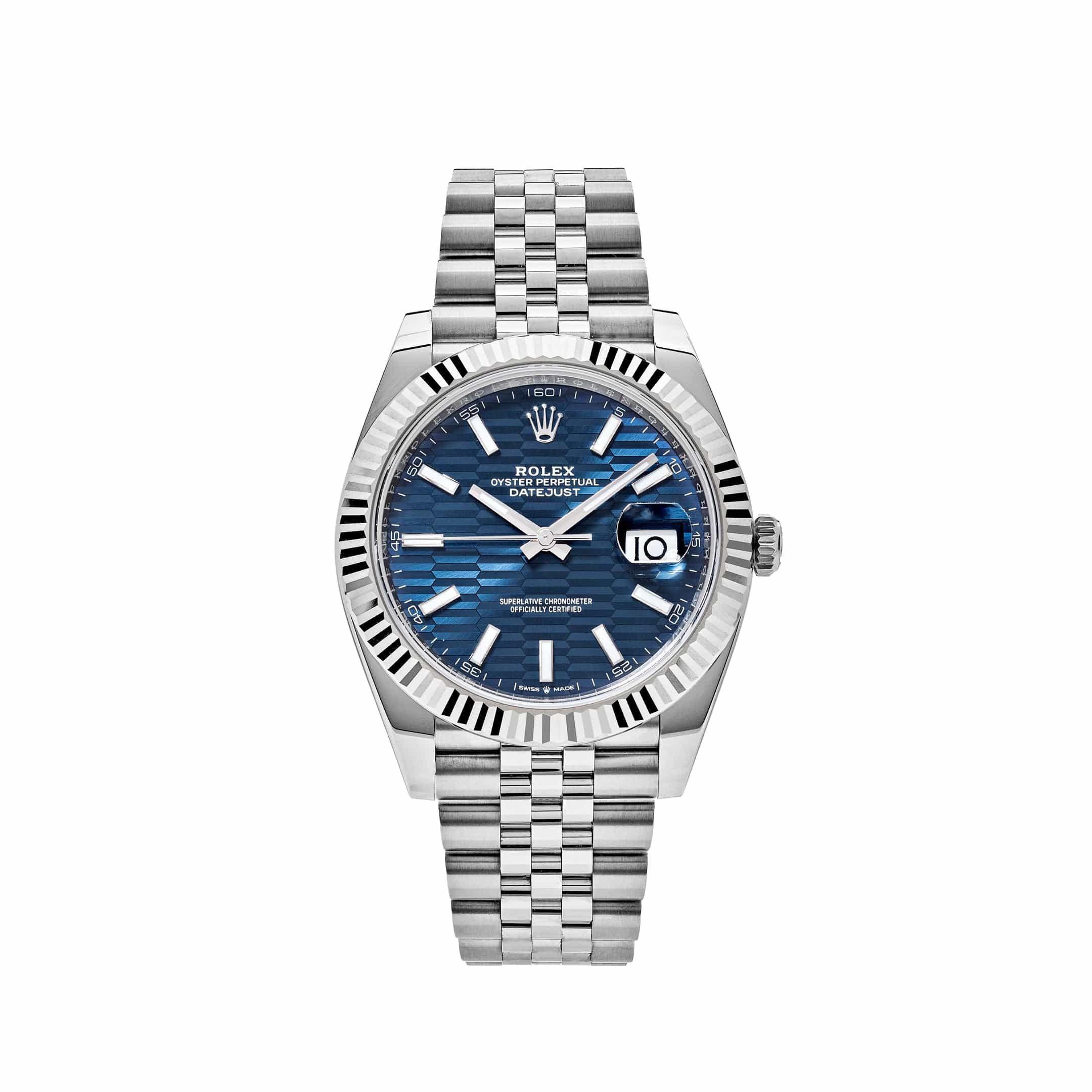 Rolex Datejust 41 126334 Stainless Steel Fluted Motif Blue Dial Jubilee