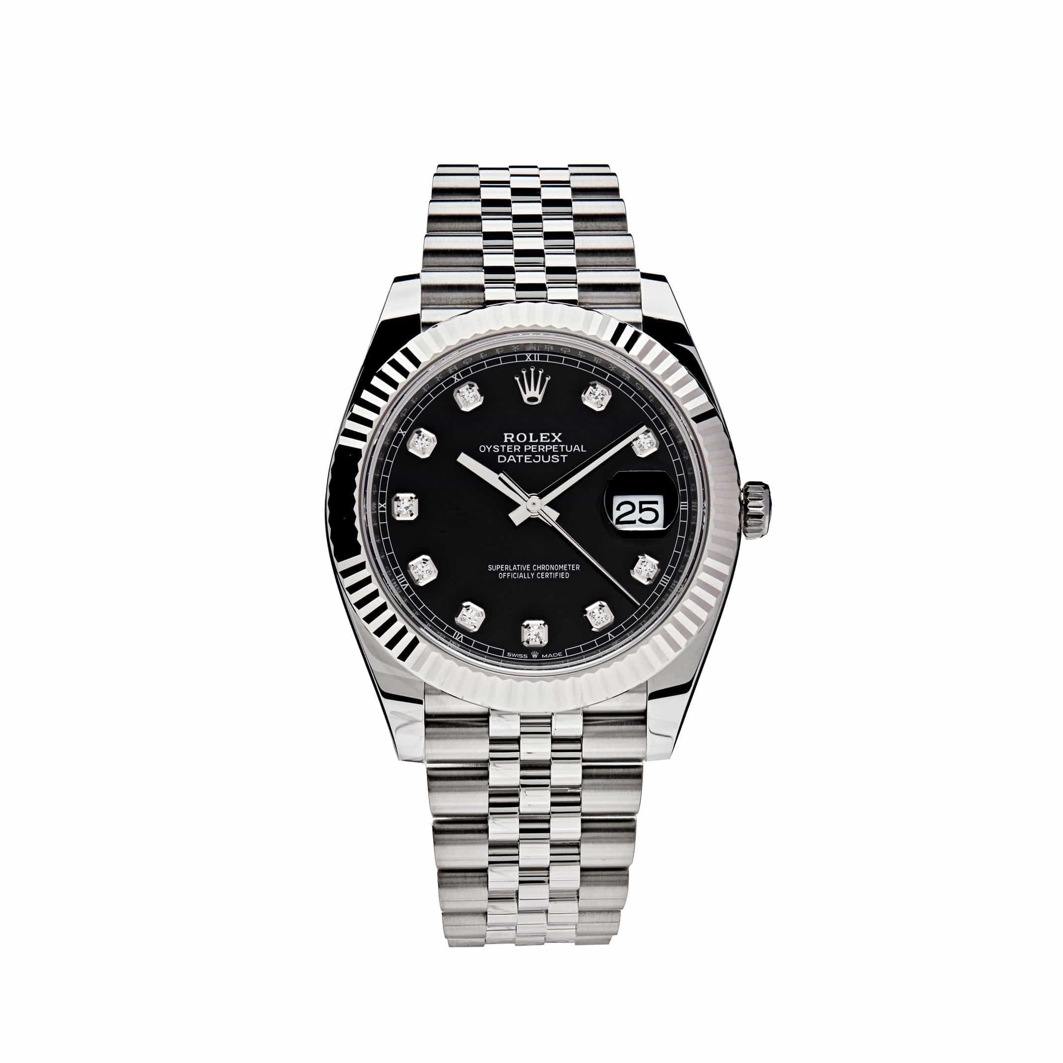 Rolex Datejust 41 126334 Stainless Steel Black Diamond Dial Jubilee