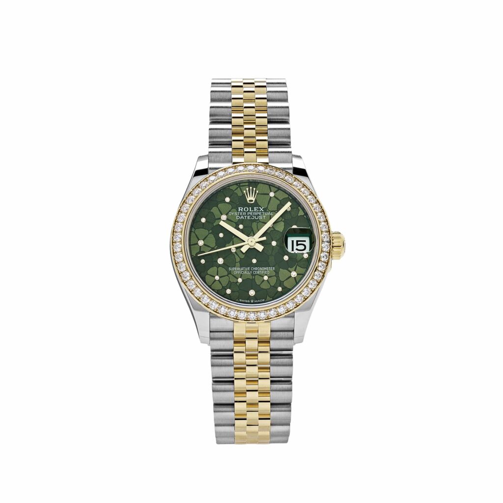 Rolex Datejust 31 278383RBR ‘Ladies’ Two-Toned Yellow Gold Stainless Steel Green Flower Dial