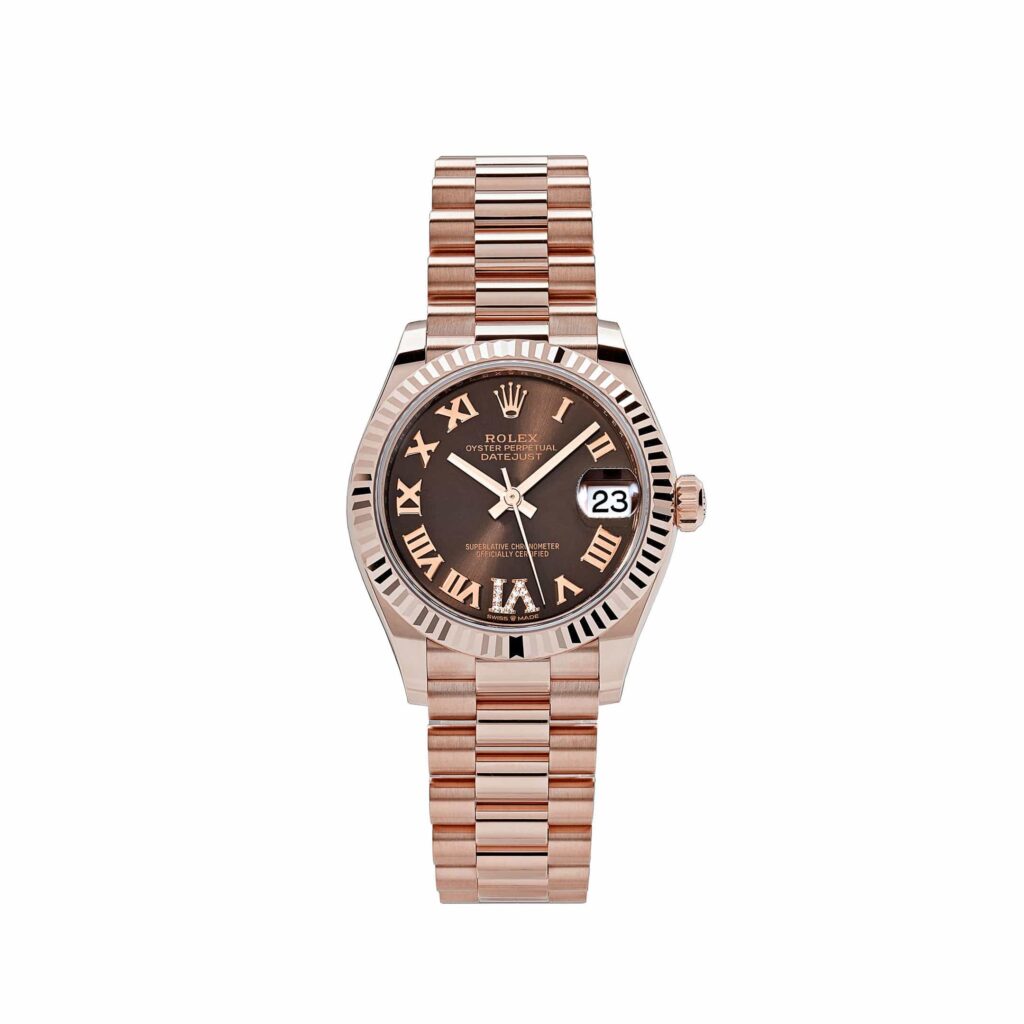 Rolex Datejust 31 278275 ‘Ladies’ Rose Gold Chocolate Roman Numerals Diamond Dial