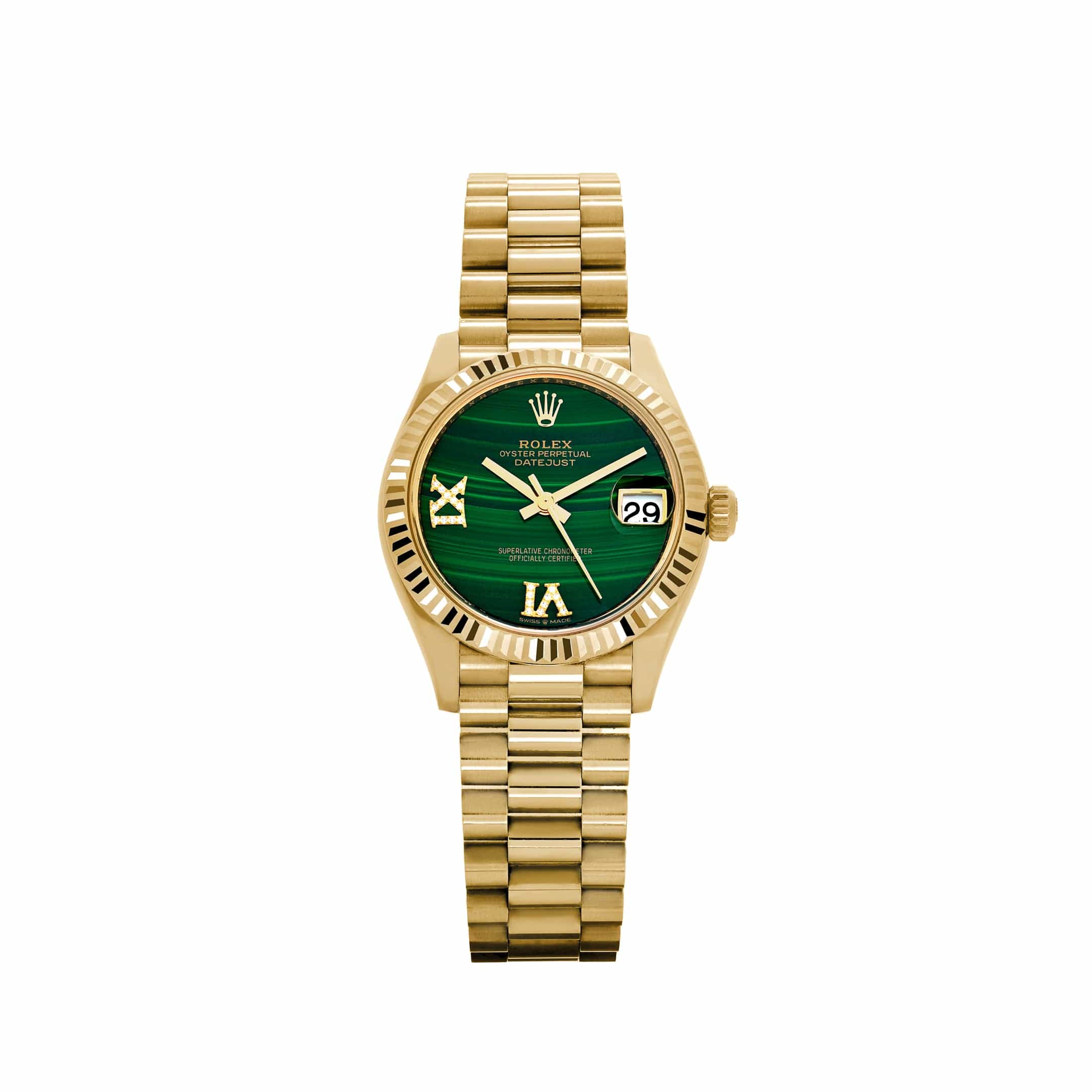 Rolex Datejust 31 278278 'Ladies' Yellow Gold Malachite Diamond Dial