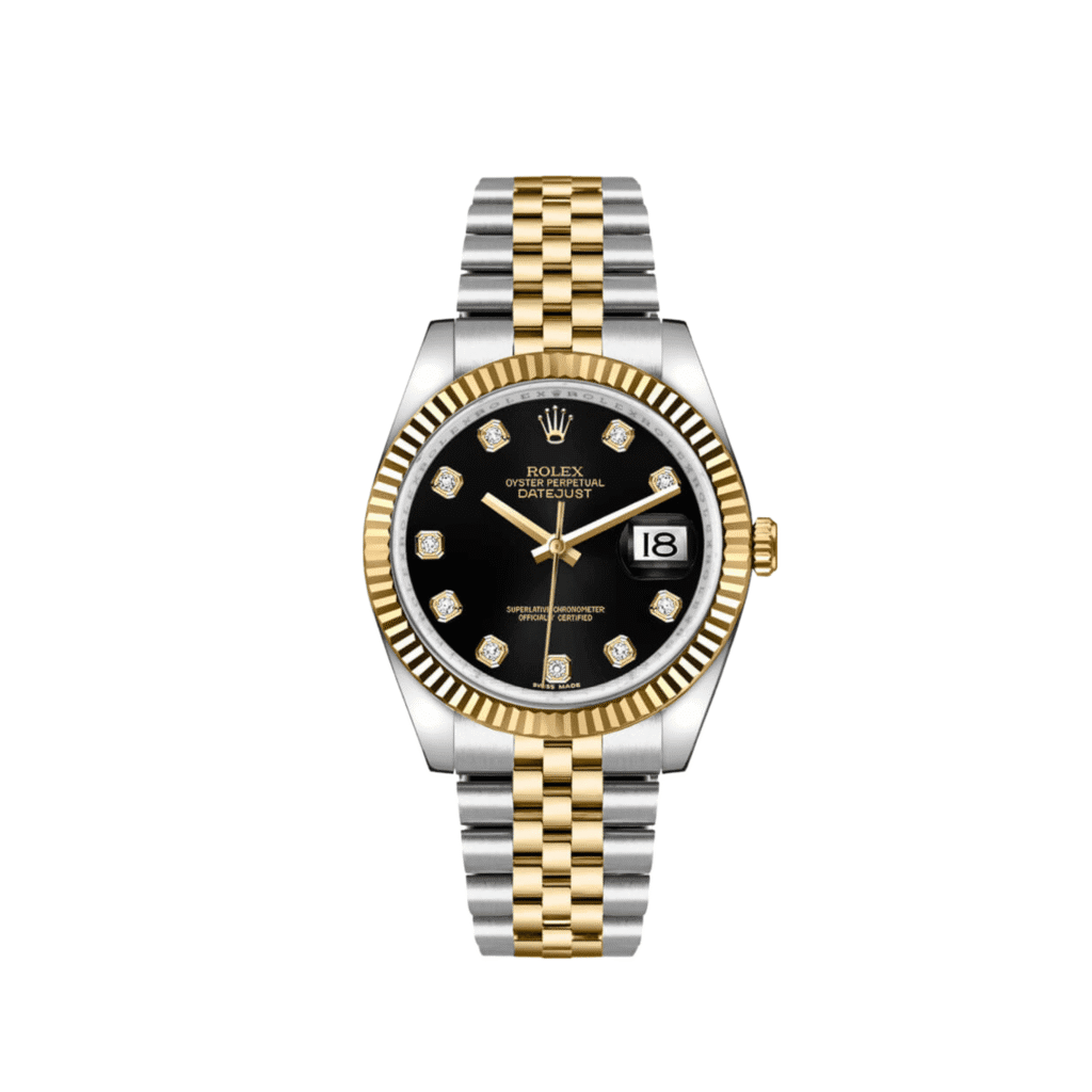 Rolex Datejust 36 116233 Yellow Gold Stainless Steel Black Diamond Dial Jubilee