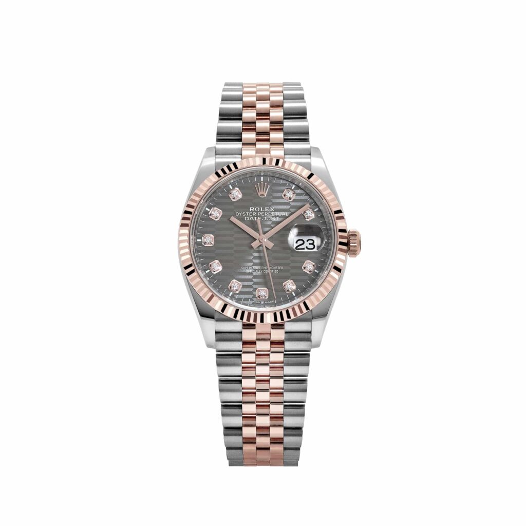 Rolex Datejust 36 126231 Rose Gold Stainless Steel Slate Motif Diamond Dial