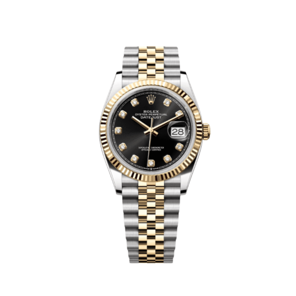 Rolex Datejust36 126233 Stainless Steel Yellow Gold Black Diamond Dial Jubilee