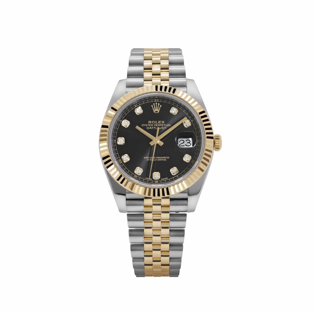 Rolex Datejust 41 126333 Stainless Steel Yellow Gold Black Diamond Dial Jubilee