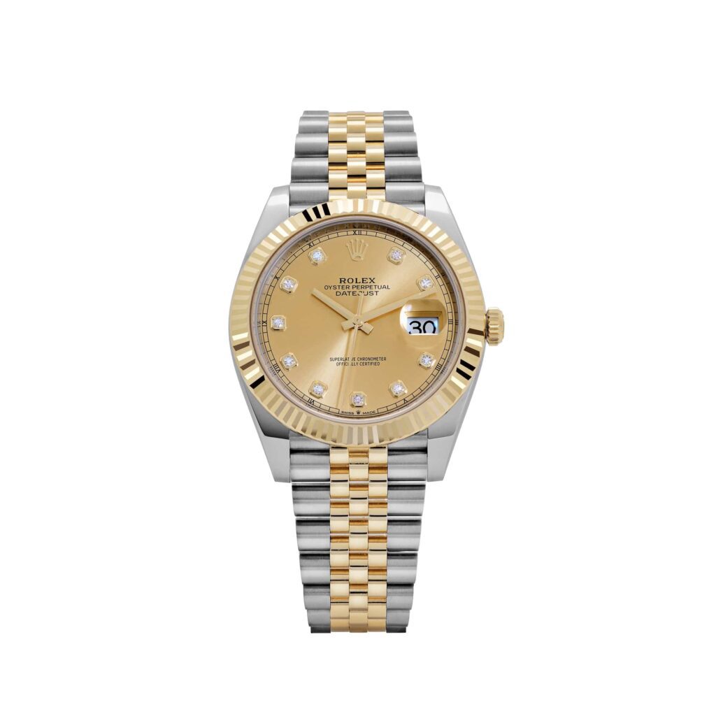 Rolex Datejust 41 126333 Yellow Gold Stainless Steel Champagne Diamond Dial Jubilee