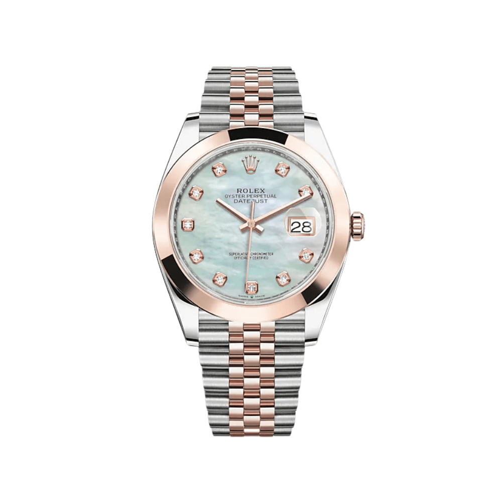 Rolex Datejust 41 126301 Stainless Steel Rose Gold Mother Of Pearl Diamond Dial Jubilee