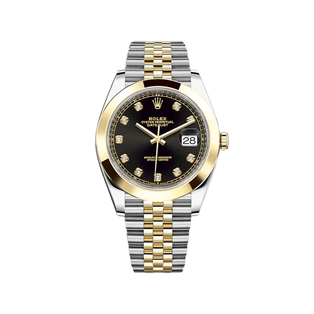 Rolex Datejust 41 126303 Stainless Steel Yellow Gold Black Diamond Dial Jubilee