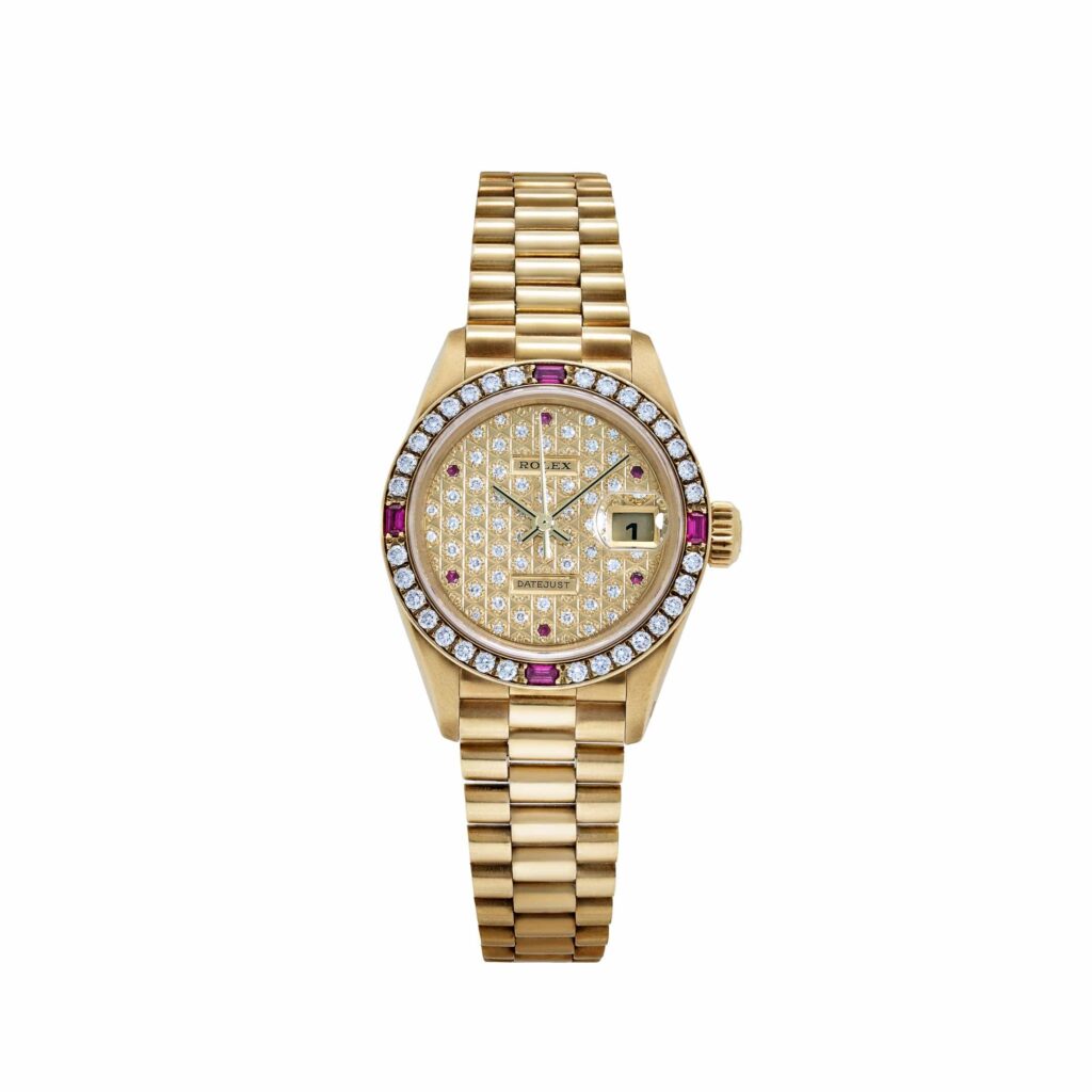 Rolex Datejust 79068 ‘Ladies’ Yellow Gold Diamond Ruby Dial And Bezel
