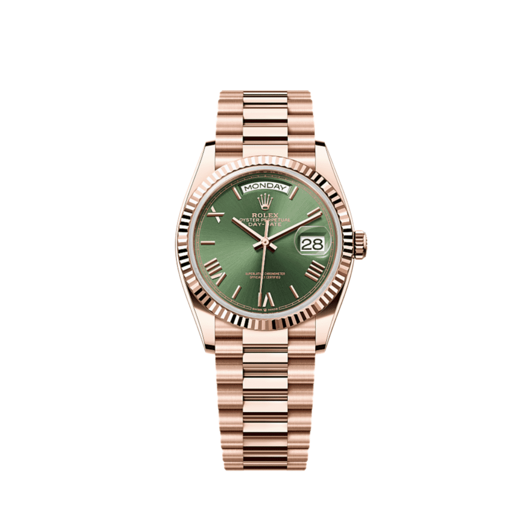 Rolex Day-Date 36 128235 Rose Gold Olive Green Dial