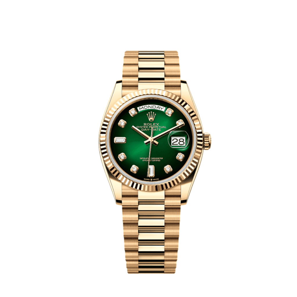 Rolex Day-Date 36 128238 Yellow Gold Green Diamond Dial