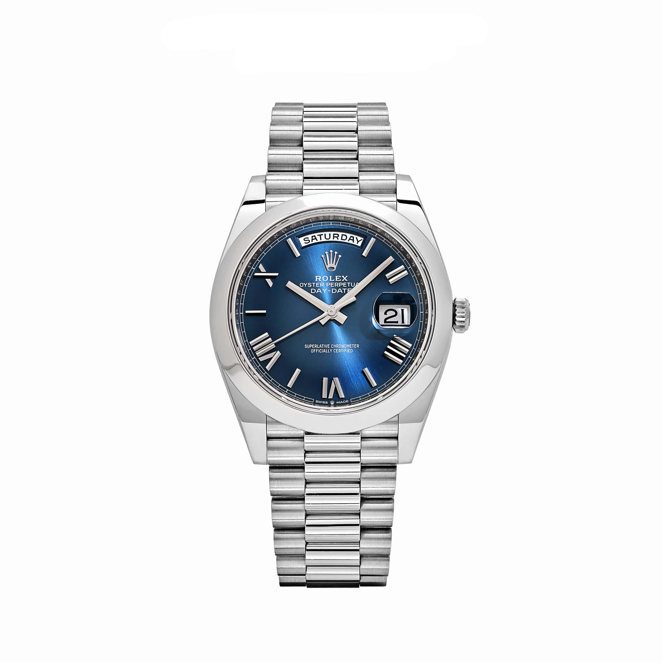 Rolex Day-Date 40 228206 Platinum Blue Dial