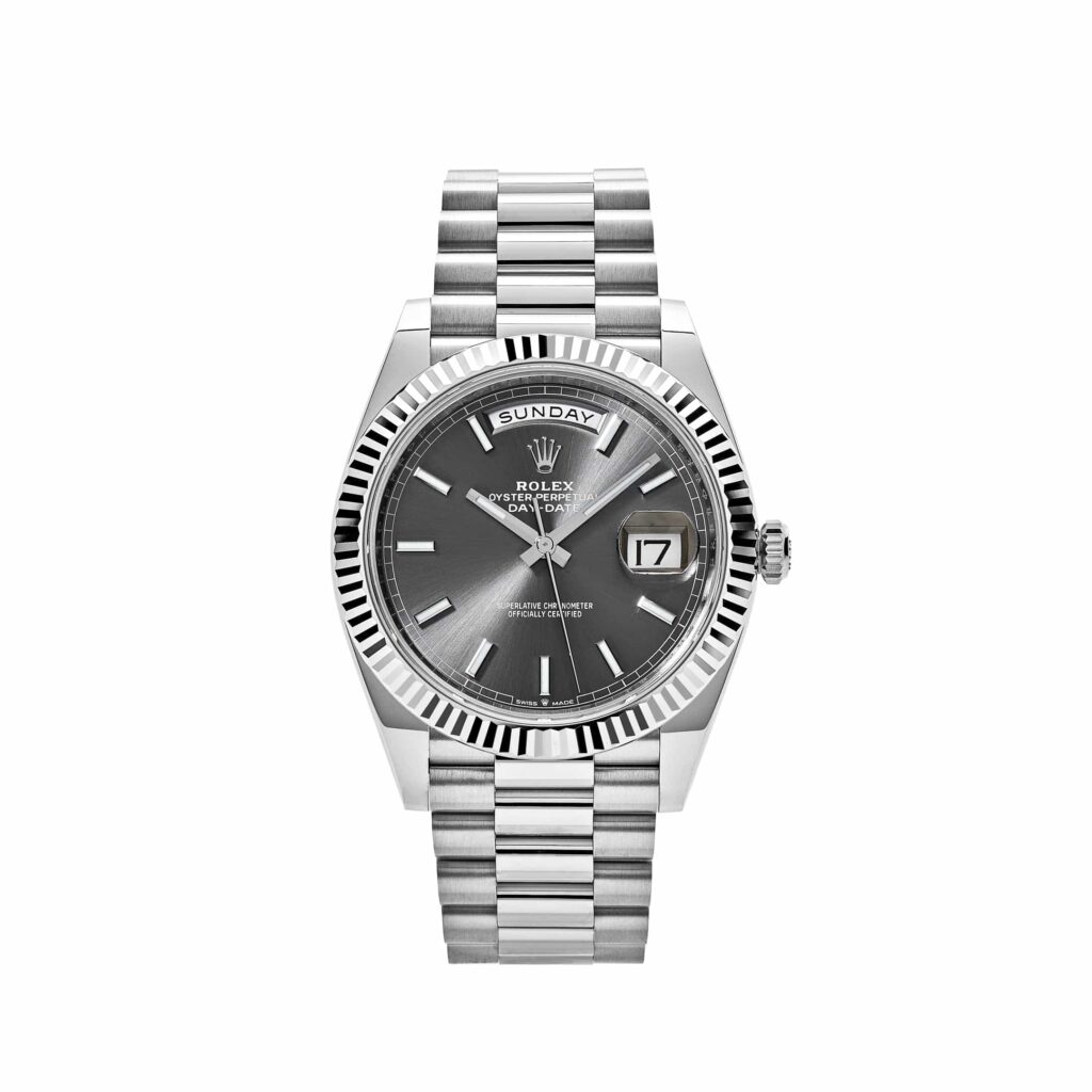 Rolex Day-Date 40 228239 White Gold Slate Rhodium Grey Dial