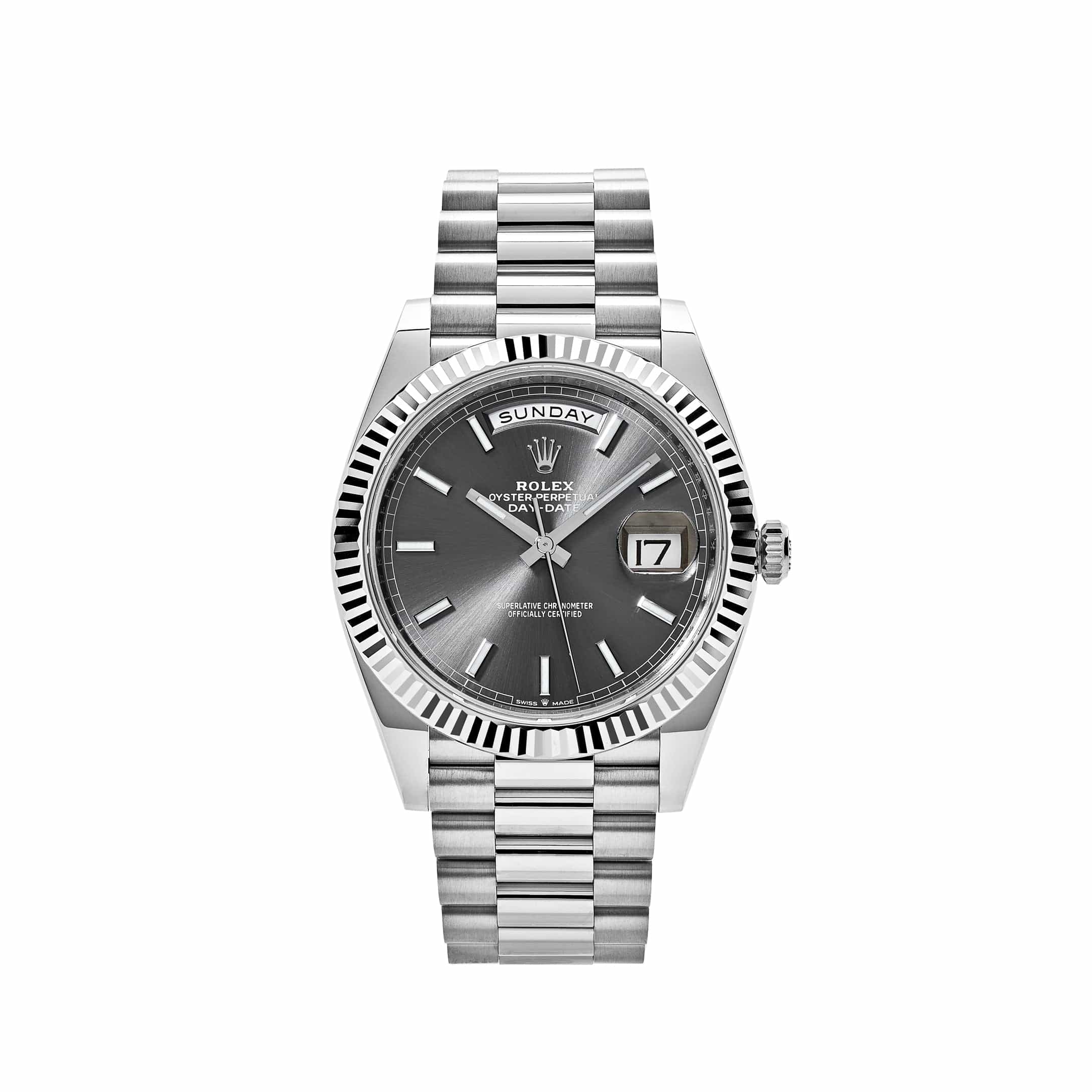 Rolex Day-Date 40 228239 White Gold Slate Rhodium Grey Dial