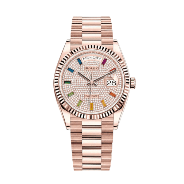 Rolex Day-Date 36 128235 Rose Gold Diamond Paved Dial