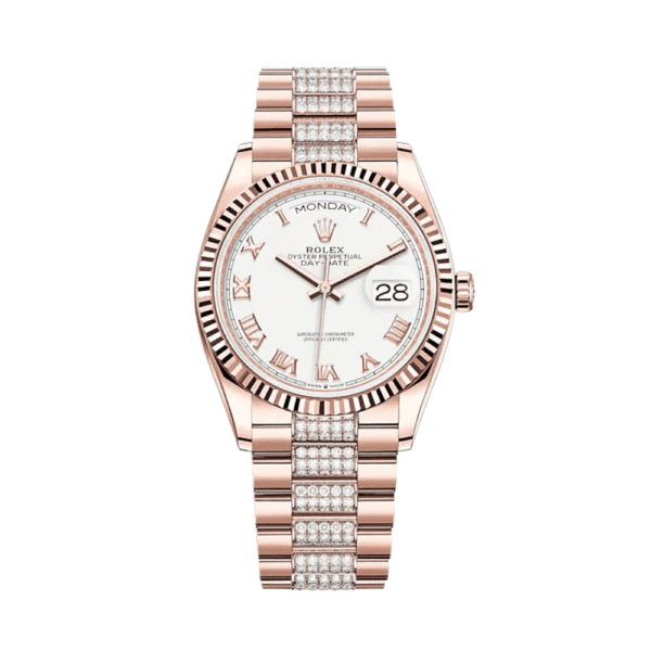 Rolex Day-Date 36 128235 Rose Gold White Dial