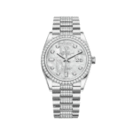Rolex Day-Date 36 128349RBR White Gold Diamond Bezel Mother Of Pearl Diamond Dial
