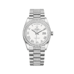 Rolex Day-Date 36 128349RBR White Gold Diamond Bezel White Dial