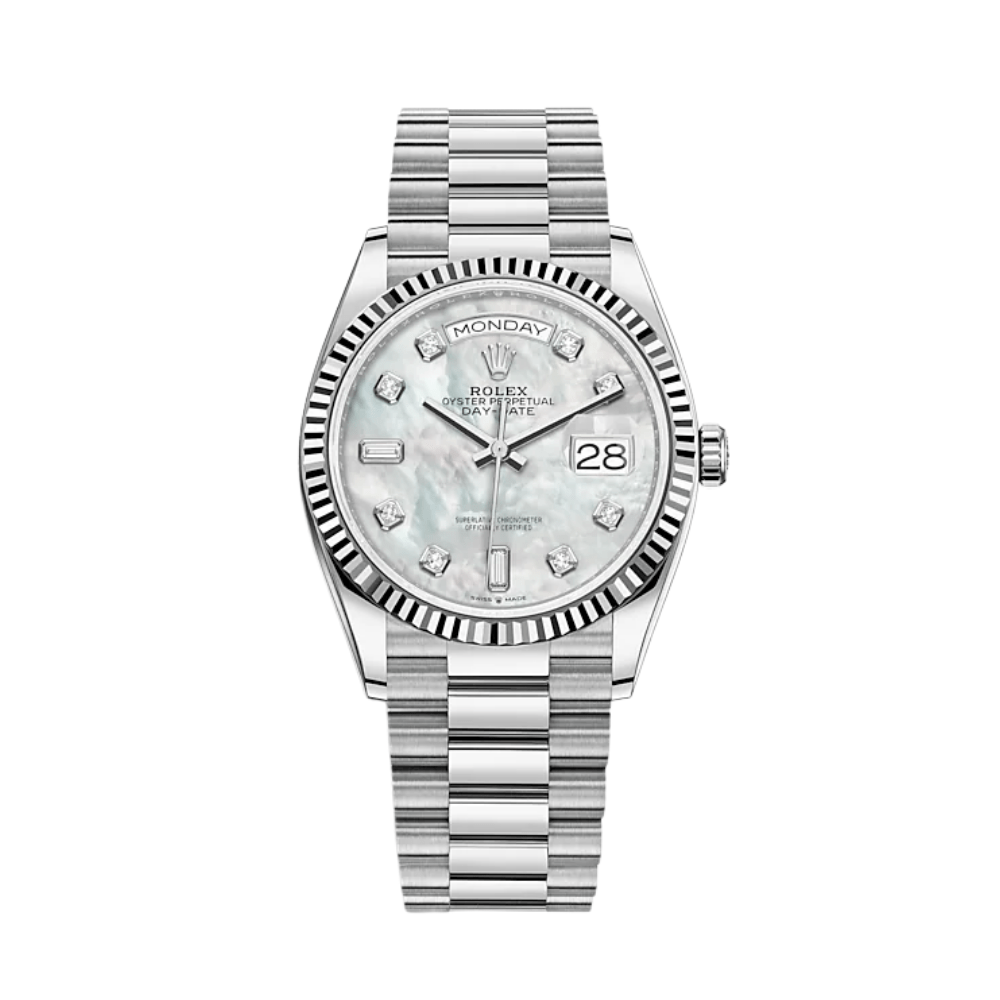 Rolex Day-Date 36 128239 White Gold MOP Diamond Dial