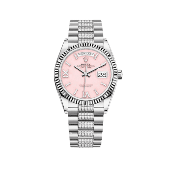 Rolex Day-Date 36 128239 White Gold Pink Diamond Dial