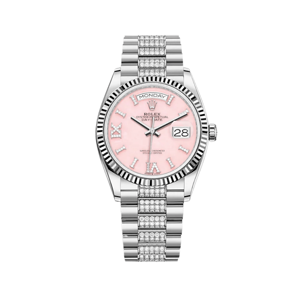 Rolex Day-Date 36 128239 White Gold Pink Diamond Dial