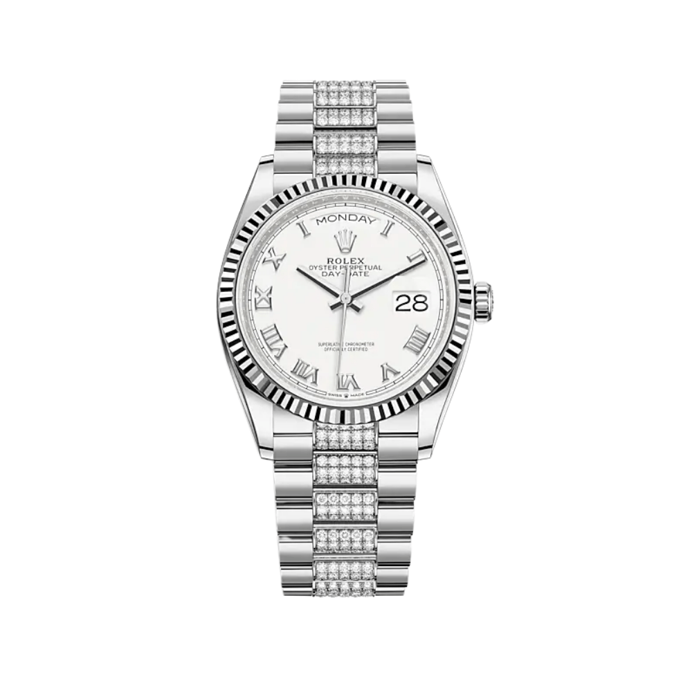 Rolex Day-Date 36 128239 White Gold White Dial
