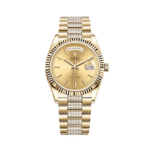 Rolex Day-Date 36 128238 Yellow Gold Champagne Dial Diamond Bracelet