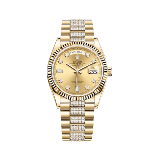 Rolex Day-Date 36 128238 Yellow Gold Champagne Diamond Dial