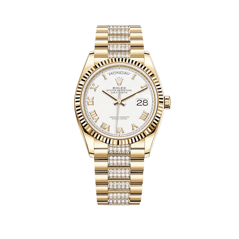Rolex Day-Date 36 128238 Yellow Gold White Dial