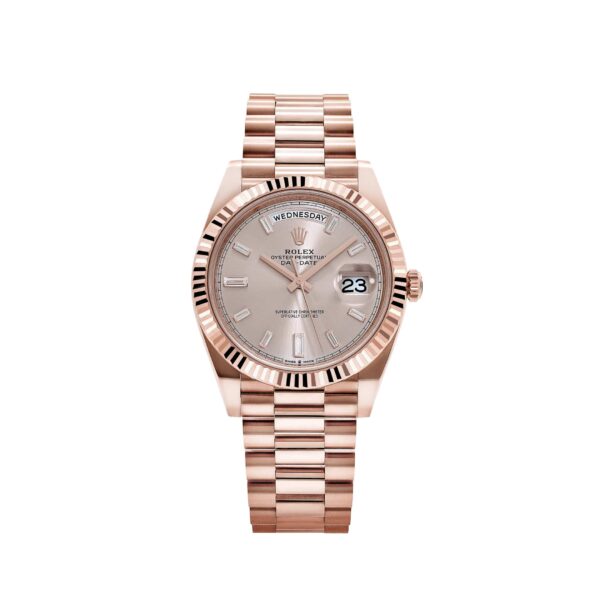 Rolex Day-Date 40 228235 Rose Gold Sundust Diamond Baguette Dial