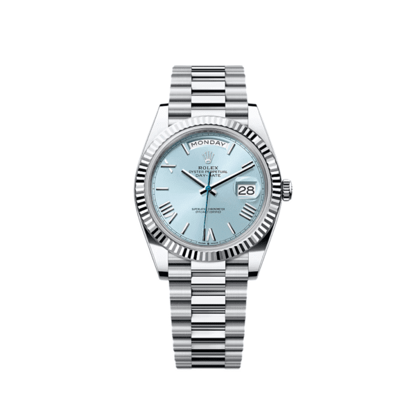 Rolex Day-Date 40 228236 Platinum Ice Blue Roman Numerals Dial