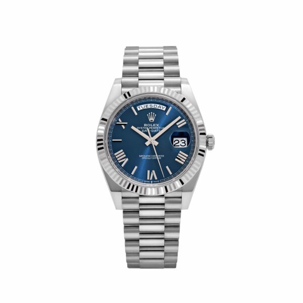 Rolex Day-Date 40 228239 White Gold Blue Ombre Roman Numeral Dial