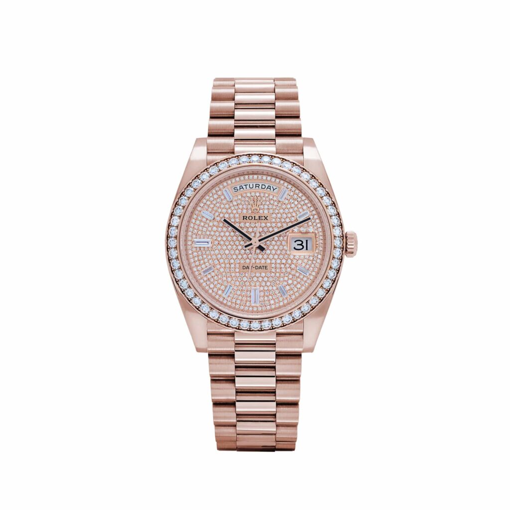 Rolex Day-Date 40 228345RBR Rose Gold Diamond Dial Diamond Bezel
