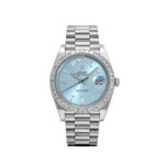 Rolex Day-Date 40 228396TBR Platinum Diamond Bezel Ice Blue Diamond Dial