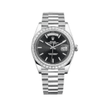 Rolex Day-Date 40 228396TBR Platinum Diamond Bezel Black Dial