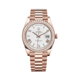 Rolex Day-Date 40 228345RBR Rose Gold Diamond Bezel White Dial
