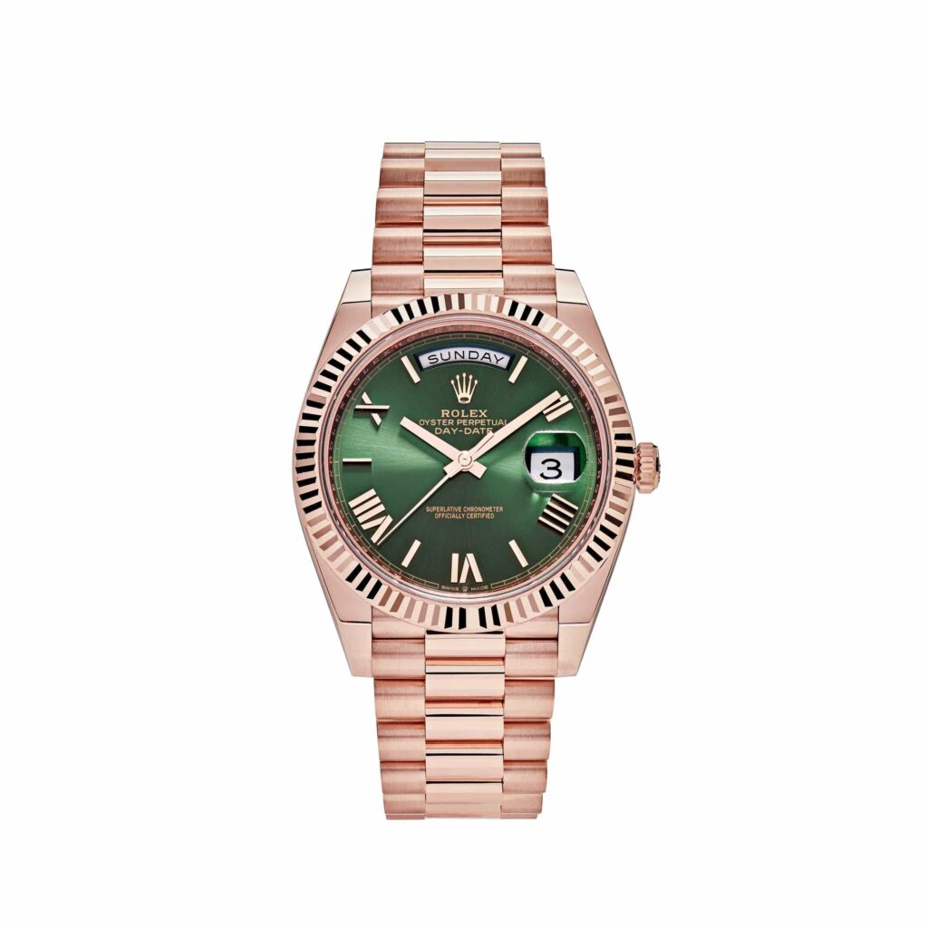 Rolex Day-Date 40 228235 Rose Gold Olive Green Dial
