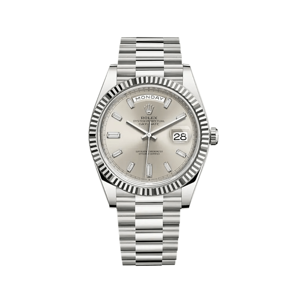 Rolex Day-Date 40 228239 White Gold Silver Diamond Dial