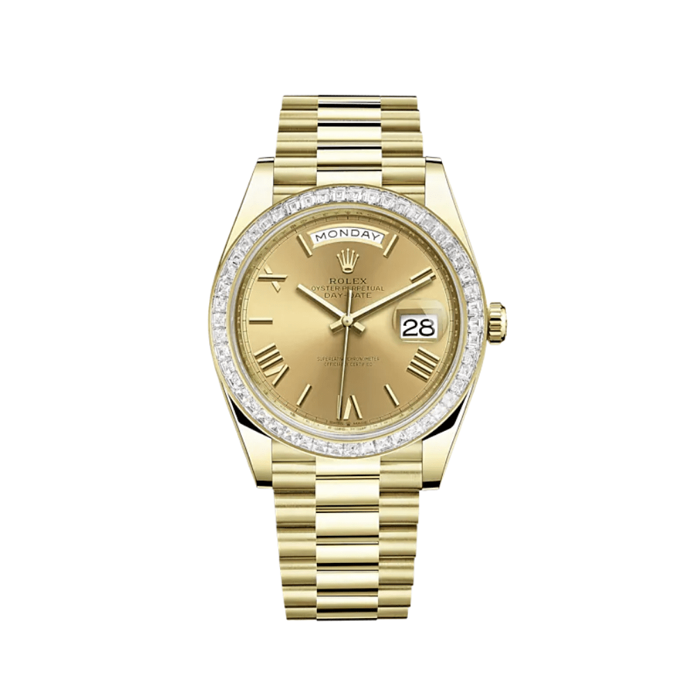 Rolex Day-Date 40 228398TBR Yellow Gold Diamond Bezel Champagne Dial