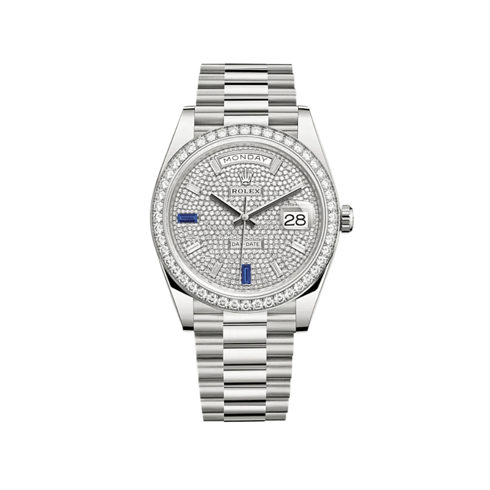 Rolex Day-Date 40 228349RBR White Gold Diamond Bezel Diamond-Paved Dial