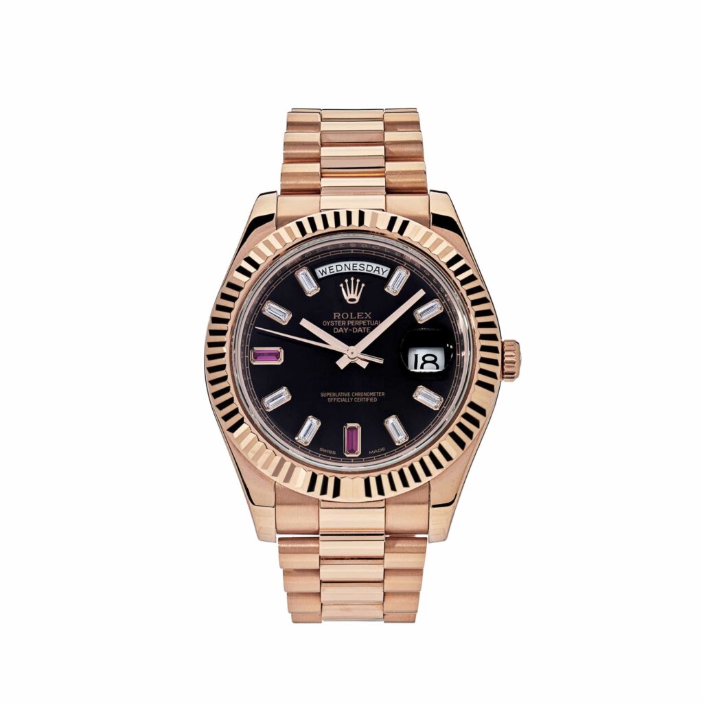 Rolex Day-Date 41 218235 Rose Gold Black Ruby Dial