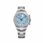 Rolex Daytona 116576TBR Platinum Ice Blue Arabic Dial Diamond Baguette Bezel