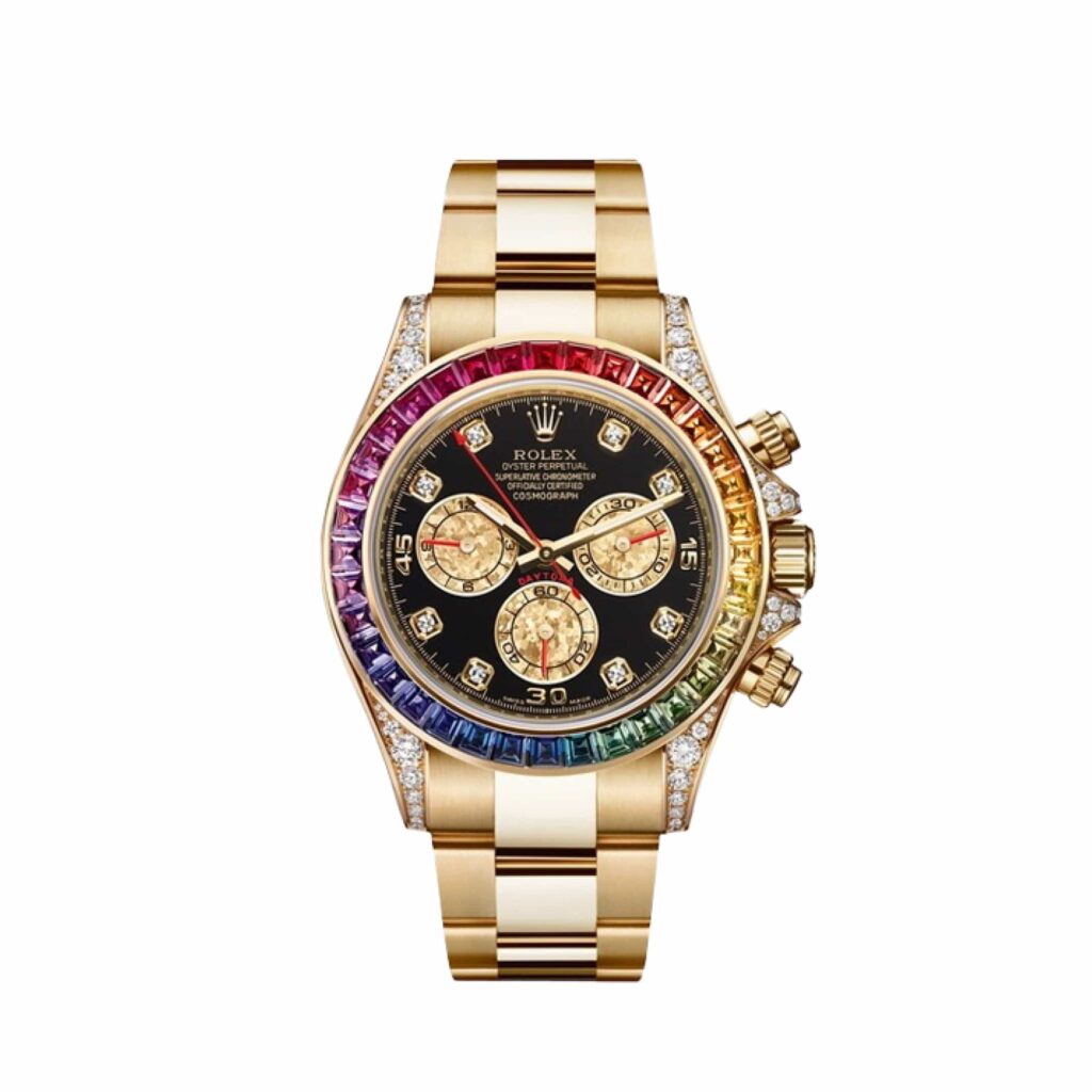 Rolex Daytona 116598RBOW ‘Rainbow’ Yellow Gold Black Dial Sapphire Bezel