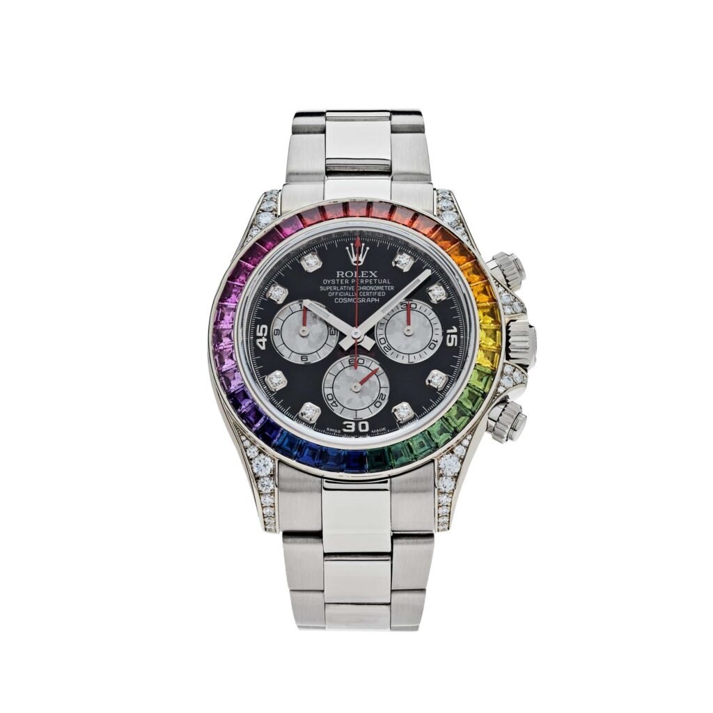 Rolex Daytona 116599RBOW ‘Rainbow’ White Gold Black Diamond Dial Sapphire Bezel